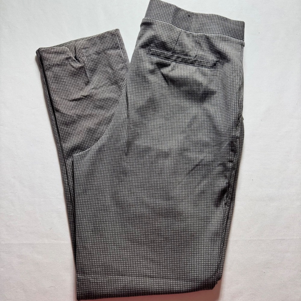 Jones New York Womens Small Grey Houndstooth Pull On Stretch Grace Trousers